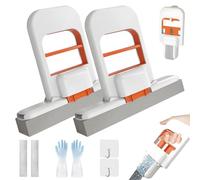 Mini Balai Serpillère Pliable, Éponges Auto-essorantes avec Tête Remplaçable, Usage Humide et Sec, Mini Balai Serpillère Portable pour Petits Espaces, Comptoir de Cuisine(2*Orange)