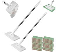 Mini balai serpillère pour petits espaces, changement de lingette sans | Balai à sec et humide avec lingettes en microfibre lavables et changement de lingette sans contact grâce à son système de