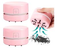 Mini balayeuse de bureau en 2 pièces, outil d'aspirateur efficace pour le nettoyage rapide des déversements et l'organisation des perles, idéal pour l'entretien des œuvres d'art et d'artisanat, rose.