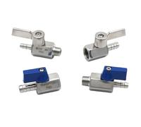 Mini Ball Valve 304 Stainless Steel Sanitary 1/8" 1/4" 3/8" 1/2" to 8/10/12mm Hose Barb BSP Thread 2 Way For Water Gas Oil(1/2",FEMALE_10MM_BLUE HANDLE)