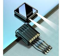 Mini Banque d’Alimentation avec câble 10000 / 20000Mah / Portable/Chargeur de téléphone Portable/Petit Micro, Noir, 10000mAh