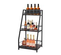 Mini Bar à 3 Niveaux - Étagère à vin Autonome - Rangement Bouteille - pour Whisky, Bouteille d'angle - Charge Totale : 50 kg - pour la Maison, la Cuisine, la Salle à Manger, Le Salon, Noir
