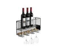 The Home Deco Factory - Mini bar à vin à suspendre en métal ajouré Noir, Noir G