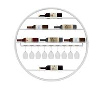 Mini bar mural avec rangement en verre - Armoire à liqueur et étagère de présentation de bouteilles de whisky Design élégant blanc 85 x 85 x 10 cm Parfait pour la maison bar et divertissement.