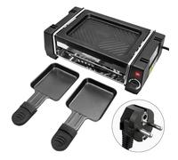 Mini barbecue à raclette électrique pour 2 personnes avec plaque antiadhésive, barbecue intérieur compact pour soirées de couple, petits appartements et balcon, idéal pour fromage, viande et légumes