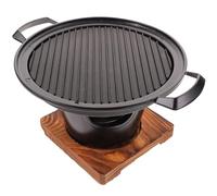 Mini Barbecue de Camping Portable, Cuisson Homogène, Noir | Alliage D’aluminium et Bois, Surface Antiadhésive, Plateau à Huile Séparé, pour Pique-niques et Famille