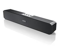 Mini barre de son à commande par un seul bouton, compatible Bluetooth 5.0 et entrée auxiliaire 3,5 mm (noire), son puissant et clair.