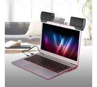 Mini barre de son stéréo USB portable avec fixation pour ordinateur portable, téléphone et lecteur de musique. Haut-parleurs actifs 2 W + 2 W