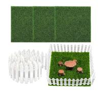 Mini Barrière Blanche | Petite Clôture À Piquets De 89 Centimètres | Panneau Bois avec 4 Fausses Herbes Décoratives pour Jeu Intérieur Extérieur