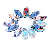 Mini bateau miniature de pêche, jouet à faire soi-même, décoration de table, bulbes de Noël (bleu ciel, taille unique)