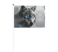 Mini bâtons de loup aux yeux bleus avec bâtons pour fête nationale, défilé sportif, décorations de fête