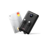 Mini Batterie Externe 10000 mAh, Power Bank Charge Rapide 22,5W (Noir) | avec 2 Câbles Intégrés & USB C, Ultra Mince & Légère Batterie Chargeur pour Téléphone Compatible iPhone/Samsung/Tablette