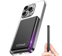 Mini Batterie Externe Magnétique sans Fil,5000 mAh Mini magnétique Power Bank,15W Power Bank Induction USB C Charge Rapide PD 20 Compatible avec Phone 16 Plus Pro Max 15 14 13 12 Coque Mag-Safe Noir