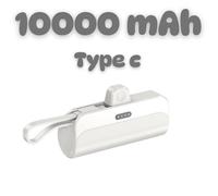 Mini batterie externe, Power Bank, Chargeur portable 10000mAh - smartphone ANDROID et iPhone15 et après - USB-C - Type C- BLANC
