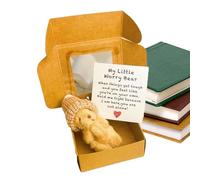 Mini Bears, Handmade Stuffed Animal, Pocket-Sized Plush Toy with Inspirational Card, Gift Box Set, Perfect for Children Baby Shower Christmas Valentine’s Day, 7cm Brown White Pink Light Brown