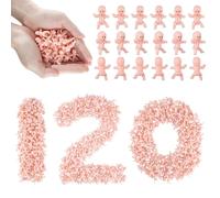 Mini Bébés en Plastique, 120 Pièces Mini Figurines Bébé Poupées en Plastique, pour Douche de Bébé, Jeux de Glaçons, Décorations de Fête (Blanc)