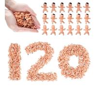 Mini Bébés en Plastique, 120 Pièces Mini Figurines Bébé Poupées en Plastique, pour Douche de Bébé, Jeux de Glaçons, Décorations de Fête (Marron Clair)