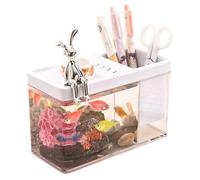 Mini Betta Fish Tank - Desktop Aquarium for Single Fish Or Small Aquatic Creatures | Clear Glass with Feeding Access Hatch, Suitable for Home, Office Decorative Tabletop Display 6.73x3.15x4.13 in
