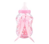 Mini biberons, 30 pièces en plastique mignon en forme de biberon boîtes à bonbons nœud élégant décoré avec un ours brillant pour la décoration de fête de baptême d'événement (Rouge)