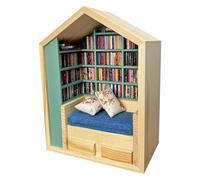 Mini bibliothèque - Biblothèque Miniature de 9,45 Pouces, présentoir de Livres Miniatures Portable, bibliotèque Miniatures en Bois | Bibiothèque à Construire, bibliothèque Puzzle, décor