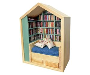 Mini bibliothèque - Biblothèque Miniature de 9,45 Pouces, présentoir de Livres Miniatures Portable, bibliotèque Miniatures en Bois | Bibiothèque à Construire, bibliothèque Puzzle, décor