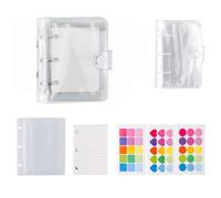 Mini Binder Pockets,3-Hole Refillable Notebook Accessories Set,Transparent PVC Loose-Leaf Notebook,White