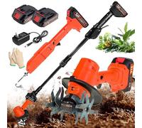 Mini binette électrique - Motoculteur de jardin sans fil avec piles - Désherbage, ameublissement du sol et outil de coupe d'herbe