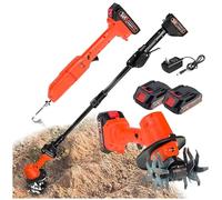 Mini binette électrique sans fil avec manche télescopique, micro motoculteur manuel pour la préparation du sol et la coupe de l'herbe