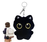 Mini Black Cat En Peluche Jouet - Adorable Cat Furry Cat Keyring | Small En Peluche De Sac De Chat, Dessin Animé Poll Poll Pendentif, Porte-clés De Chat Pour Sac À Main Ou Sac À Dos