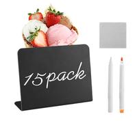 Mini Blackboard Signs - 15 Pack Chalk Table Boards, Reusable Writable Display Labels, Durable Party Message Stands | Decorative Accessories For Food Setting Event Wedding Celebration Gathering