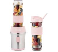 Mini blender - H.KoeNIG - SMOO12 - 300 W - 570 mL - Rose pastel - 2 gourdes incluses - Sans BPA