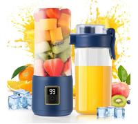 Mini blender portable - Belle commode - 12 lames - Bleu foncé - Capacité 500 ml - Dimensions 17,5x9,5x20,5 cm