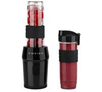 SWEISS Mini Blender, Mixeur Portable, Smoothie MOOV9, 2 Gourdes de 570 ml avec Couvercles de Voyage, 4 Lames Inox, 300W, Compatible Lave-Vaisselle, Noir