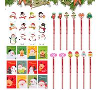 Mini Bloc-Notes de Noël avec Crayons et Gomme, Autocollants et Tatouages pour Enfants - 36 Pièces - Cadeau d'Anniversaire, Fête et Noël