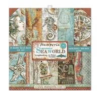 Stamperia SBBS13 Mini Bloc Papier Scrap Double Face 10 Feuilles 20.3X20.3 (8"X8") -Sea World, Multi-Colored, 20,3x20,3 cm, Set Pièces