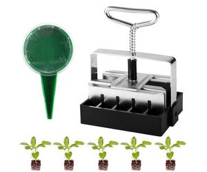 Mini Blocage du Sol à la Main avec 20 Cellules, 1,92cmx1,92cm Bloqueur de Sol Manuel de Fer avec Distributeur de Graines pour Plantes d'Intérieur et d'Extérieur