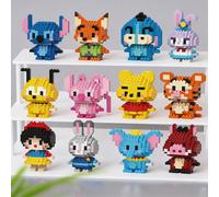 Mini blocs de construction Disney Stitch, Tigger, Blanche-Neige, Mickey Mouse, Donald Duck, modèle de personnage de dessin animé, jouets, cadeau d'anniversaire 2601-01