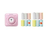 Mini Bluetooth Imprimante Photo Portable, Imprimante Thermique sans Fil BT, Câble USB, Photo Instantanée Image Etiquette Mémo Reçus pour Smartphone Android iOS Windows - 12 Rouleaux (B)