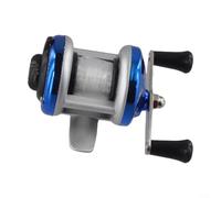 Mini bobine de pêche sur glace à double poignée, compacte et design pré-enroulée avec ligne de 50 m, matériaux en aluminium et ABS, roulements à billes lisses pour une utilisation en hiver (doré (bleu