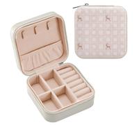 Mini boîte à bijoux de Noël en cuir avec point de croix, flocons de neige, boules, cerf, petite boîte de rangement de bijoux de voyage pour colliers, boucles d'oreilles, bracelets, cadeaux pour filles