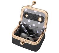 Mini boîte à bijoux de voyage en cuir - Petit porte-monnaie portable avec serrure à baiser - Boîte à bague de voyage, noir, Vintage