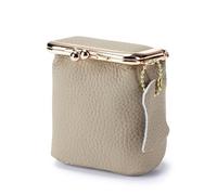 Mini boîte à bijoux en cuir véritable et portefeuille vintage pour femme - Porte-monnaie de voyage compact, organiseur de rangement pour rouge à lèvres, pochette rétro en cuir, gris