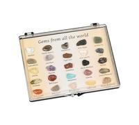 Mini boîte à échantillons en -, 16/25 types, objets de collection naturels, échantillons de pierres précieuses mixtes | Matériel pédagogique de géologie scientifique pour