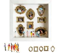 Mini boîte à lettres de musée DIY - Cadre personnalisé avec mini cadre doré - Boîte à souvenirs 3D - Pour anniversaire, mariage, anniversaire (blanc)