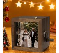 Mini boîte à lumière mécanique à rabat personnalisé, album personnalisé à manivelle de couple avec vos images, cadeau créatif fait main pour le jour du mariage