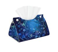 Mini boîte à mouchoirs en cuir avec imprimé tourbillon de fleurs bleues pour la maison, le bureau, la salle de bain, la voiture