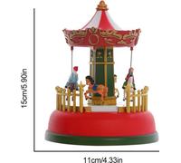 Mini boîte à musique de Noël Carrousel lumineux Grande roue animée Cadeau de Noël Décoration de bureau romantique