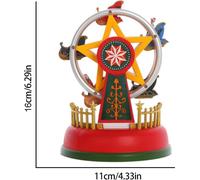 Mini boîte à musique de Noël Carrousel lumineux Grande roue animée Cadeau de Noël Décoration de bureau romantique