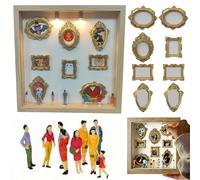 Mini boîte à Ombre, présentoir de Photos à mémoire avec 8 Petits Cadres et Figurines, Comprend Un étui en Bois et des lumières pour la décoration de la Maison, des Kits Miniatures Couleur Bois pour