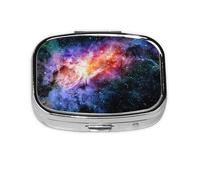 Mini boîte à pilules carrée portable en métal plaqué fer imprimé galaxie dans l'univers pour la maison, les voyages